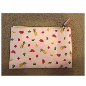 J.CREW LEATHER FRUIT SALAD POUCH PEACH CITRUS J030